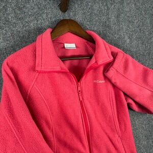 Columbia Full Zip Fleece Jacket Coral Pink Womens‎ L Lightweight Casual
